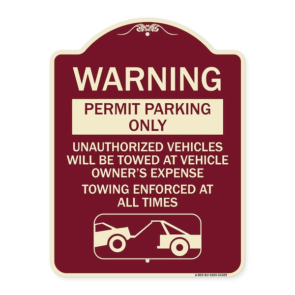 Permit Parking Only Unauthorized Vehicles Will Be Towed at Vehicle Owners Expense To, BU-1824-23309